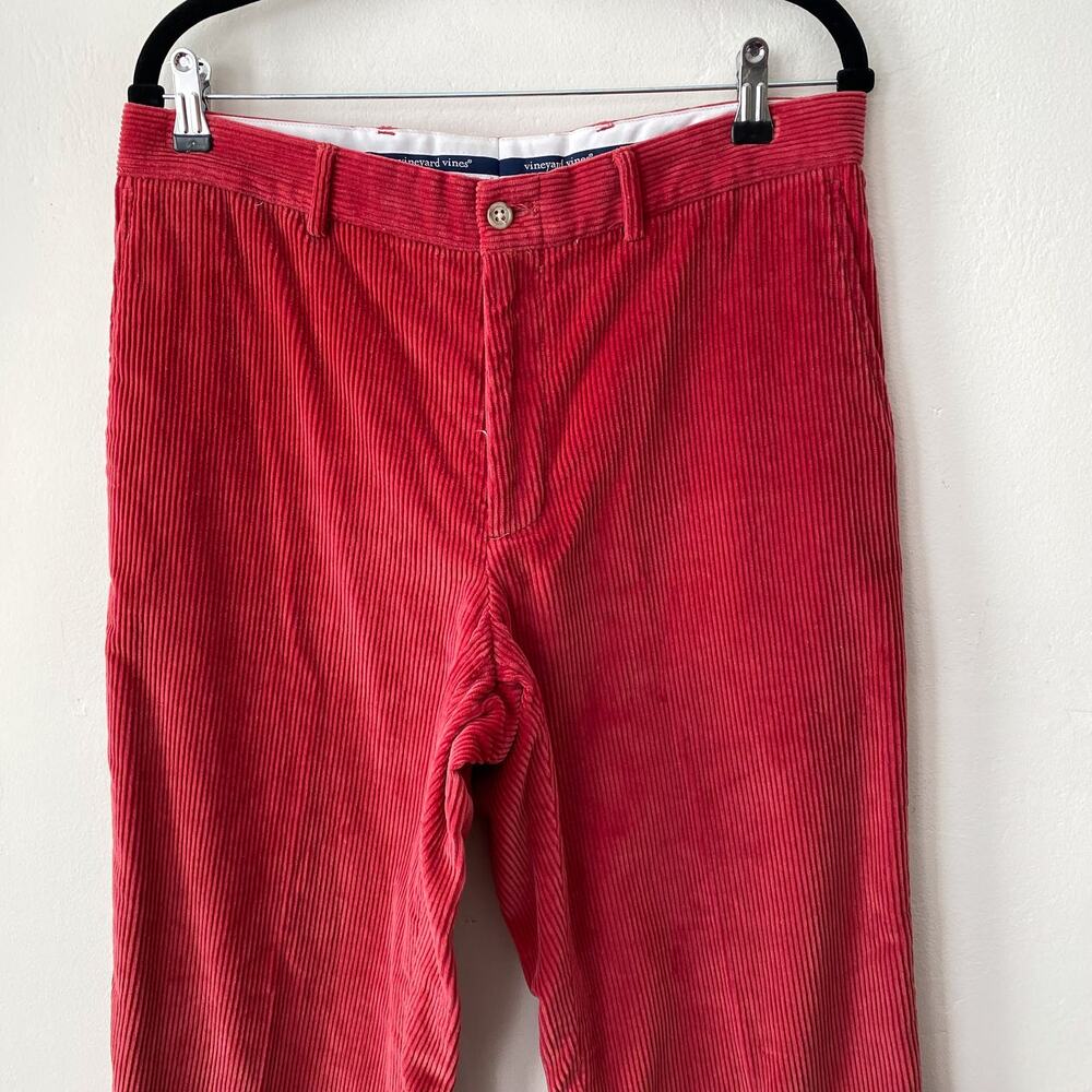 Vineyard Vines Corduroy Pants Classic Fit Club Red Wide Whale Men's Size 33 - Picture 2 of 4